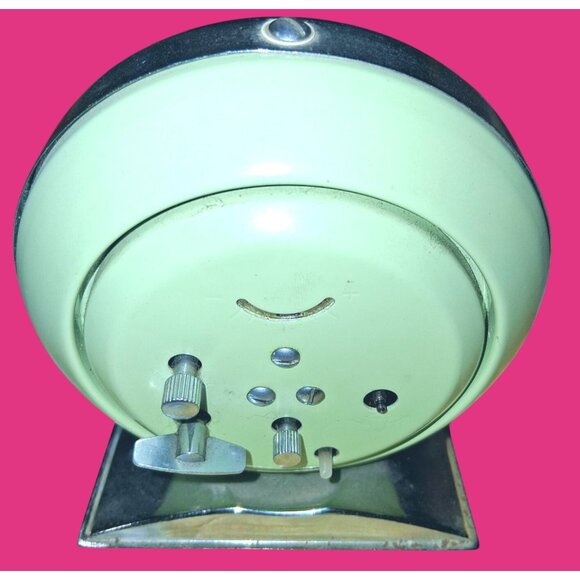 Vintage Blue Owl Design Alarm Clock With Chrome Base & Green Back Mid-Century St - Picture 4 of 9